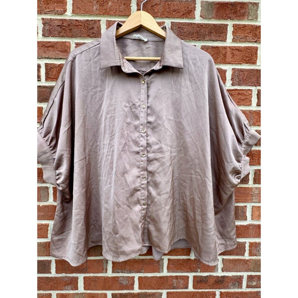 ee:some Blouse Medium Mocha Brown Oversized Effortless Old Money Chic Lagenlook